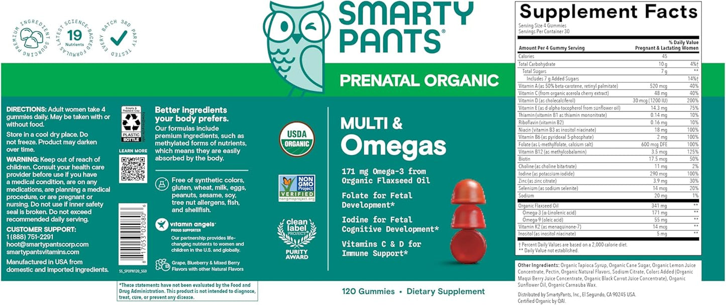 SmartyPants Prenatal Organic Multi & Omegas